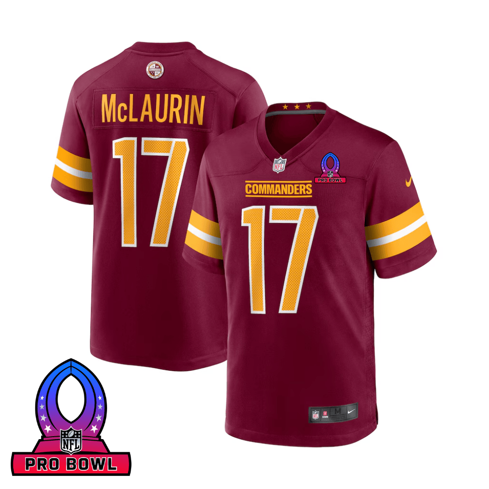 Terry McLaurin 17 Washington Commanders 2025 Pro Bowl Patch Game Burgundy NFL Jersey Men's
