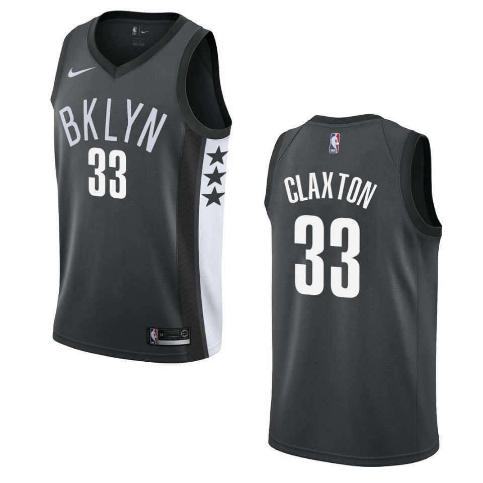 Brooklyn Nets 33 Nicolas Claxton Statement Swingman Black NBA Jersey Men's