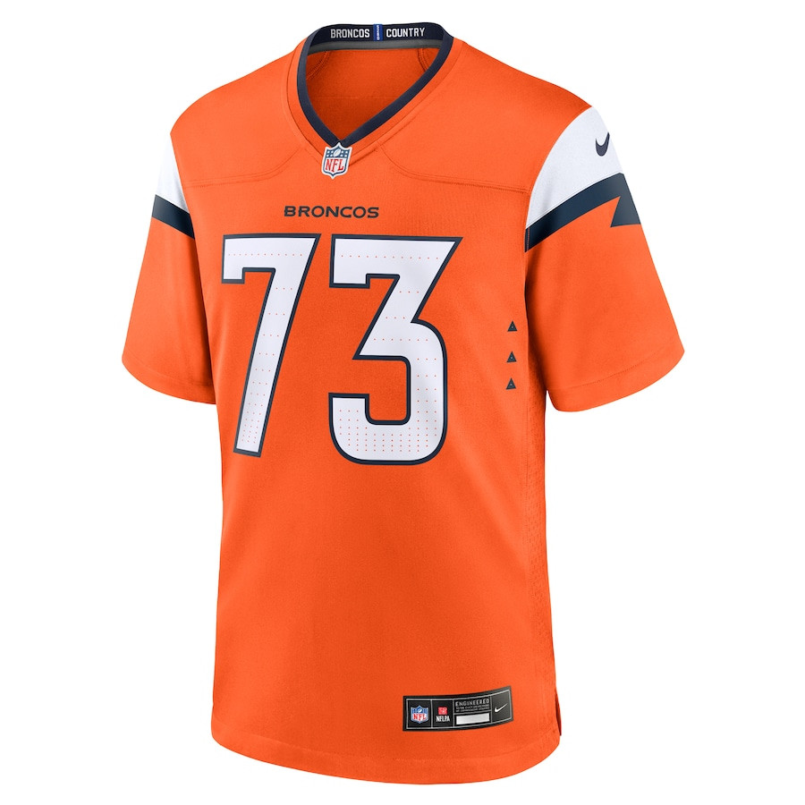Frank Crum 73 Denver Broncos Team Game Orange NFL Jersey Men's