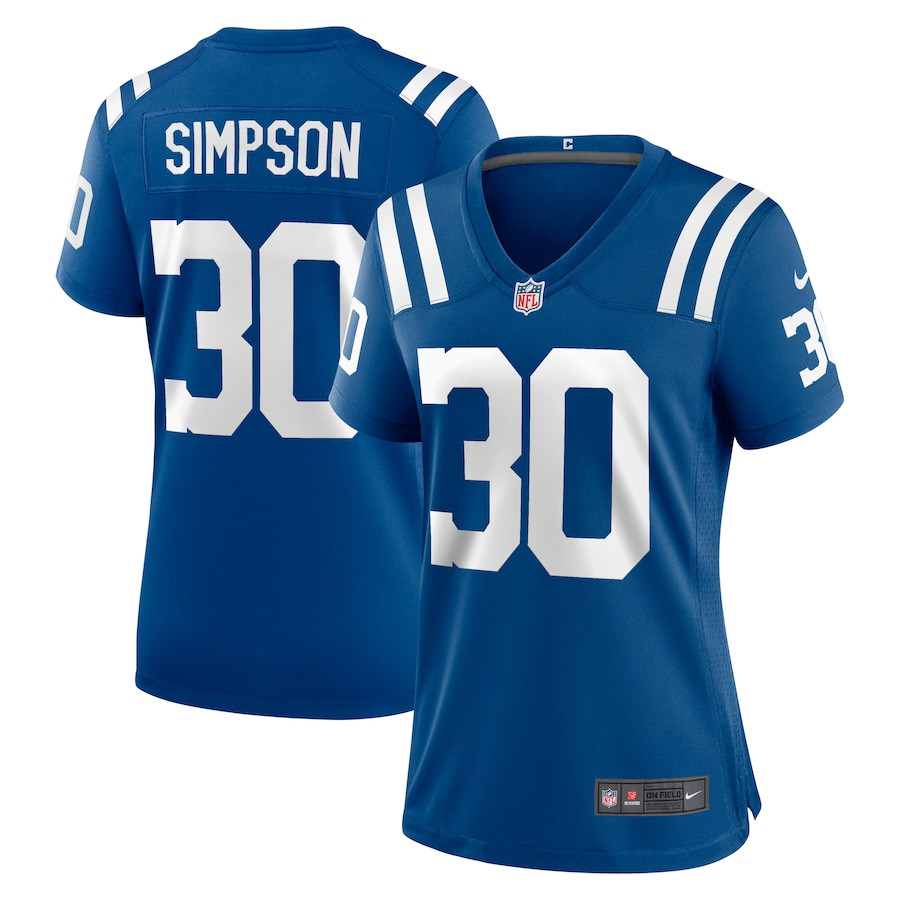 Jaylin Simpson 30 Indianapolis Colts Game Royal NFL Jersey Women's