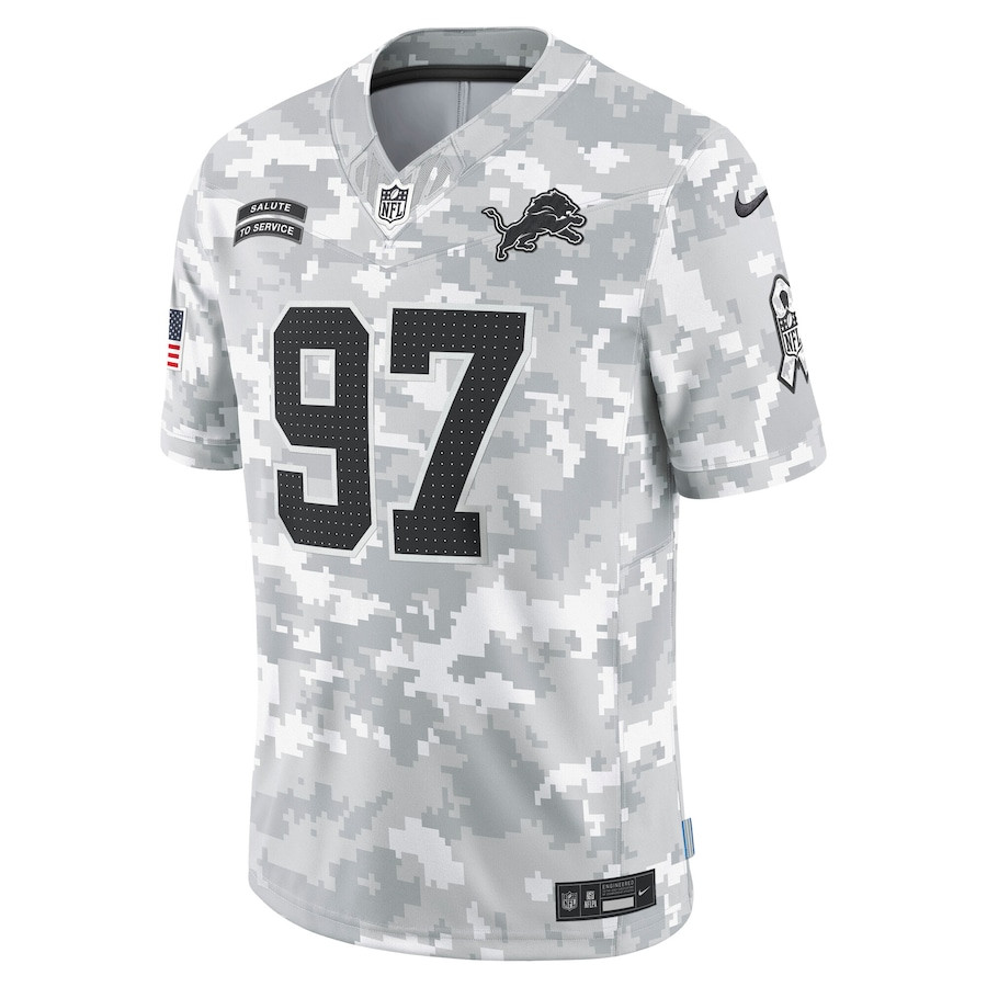 Aidan Hutchinson 97 Detroit Lions 2024 Salute to Service Limited Arctic Camo NFL Jersey Men's