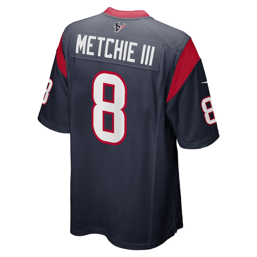 John Metchie III 8 Houston Texans Game Navy NFL Jersey Men's