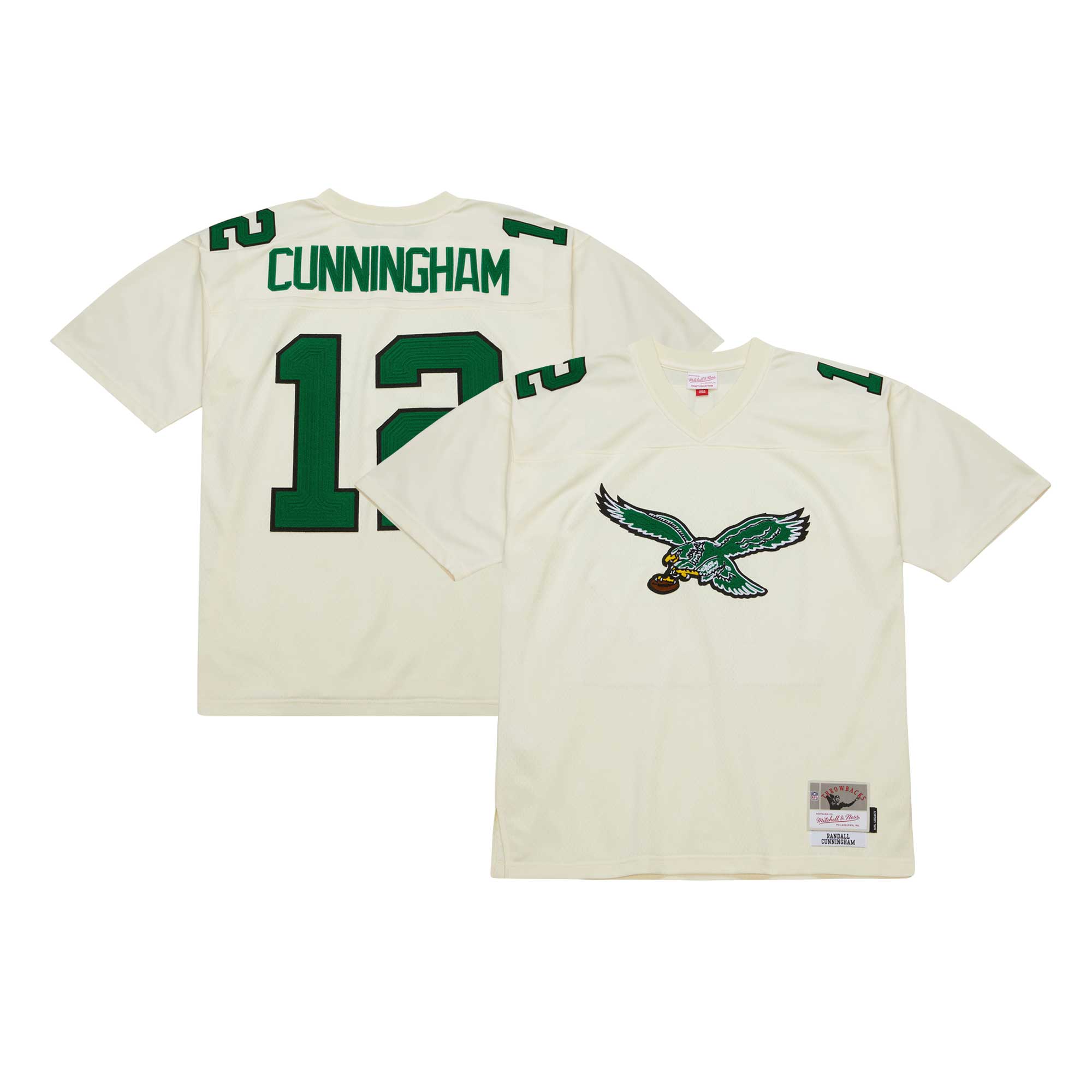 Philadelphia Eagles Randall Cunningham Mitchell Ness Cream Chainstitch Legacy NFL Jersey Men's