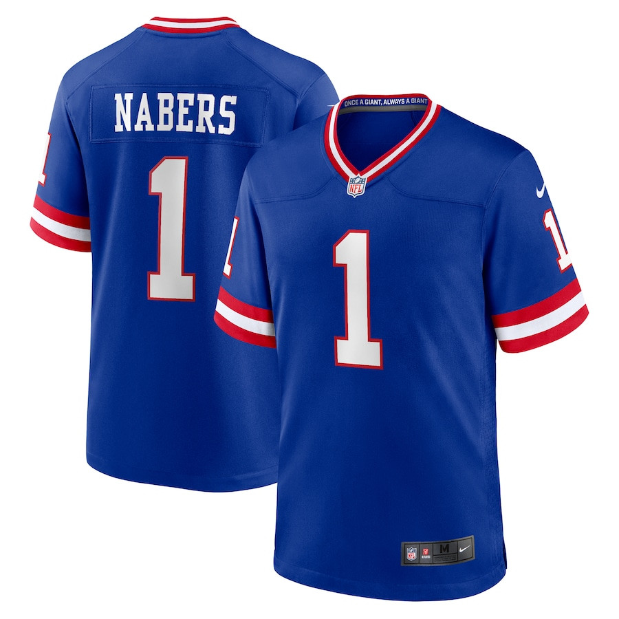 Malik Nabers 1 New York Giants 2nd Alternate 2024 Draft Game Royal NFL Jersey Men's