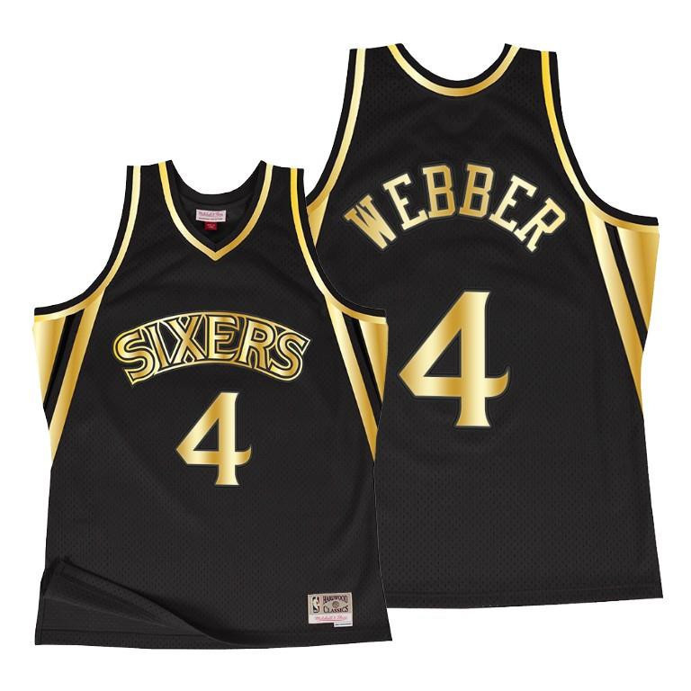 Chris Webber 4 Philadelphia 76ers Throwback 90s Black NBA Jersey Men's