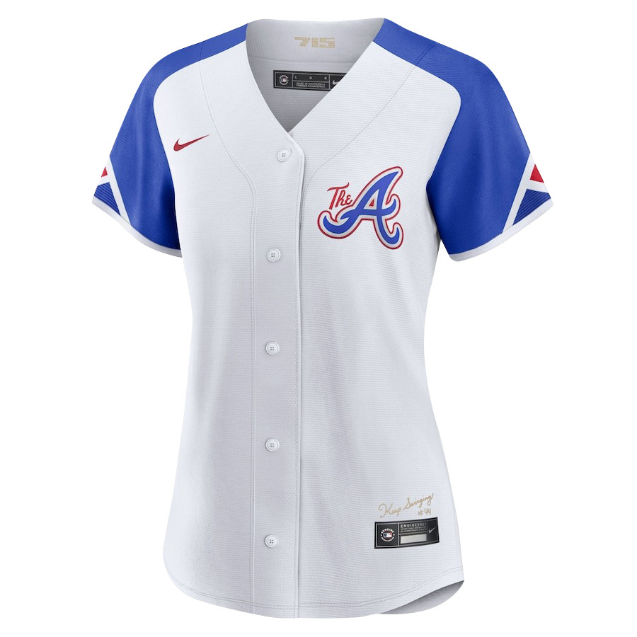 Ronald Acu?a Jr. 13 Atlanta Braves Signed MVP 2023 City Connect Player White Blue MLB Jersey Women's