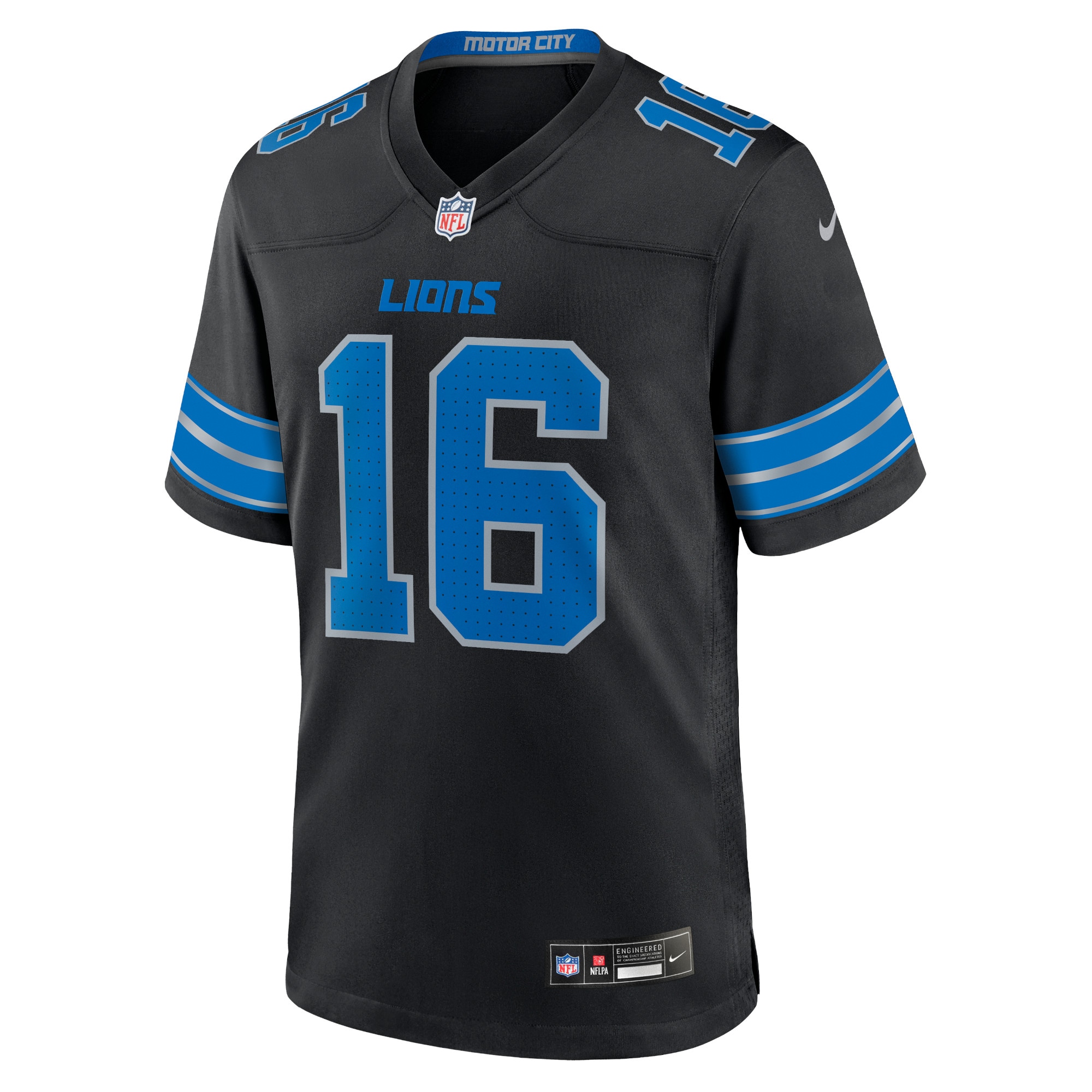 Detroit Lions Jared Goff Black 2nd Alternate Game NFL Jersey Men's