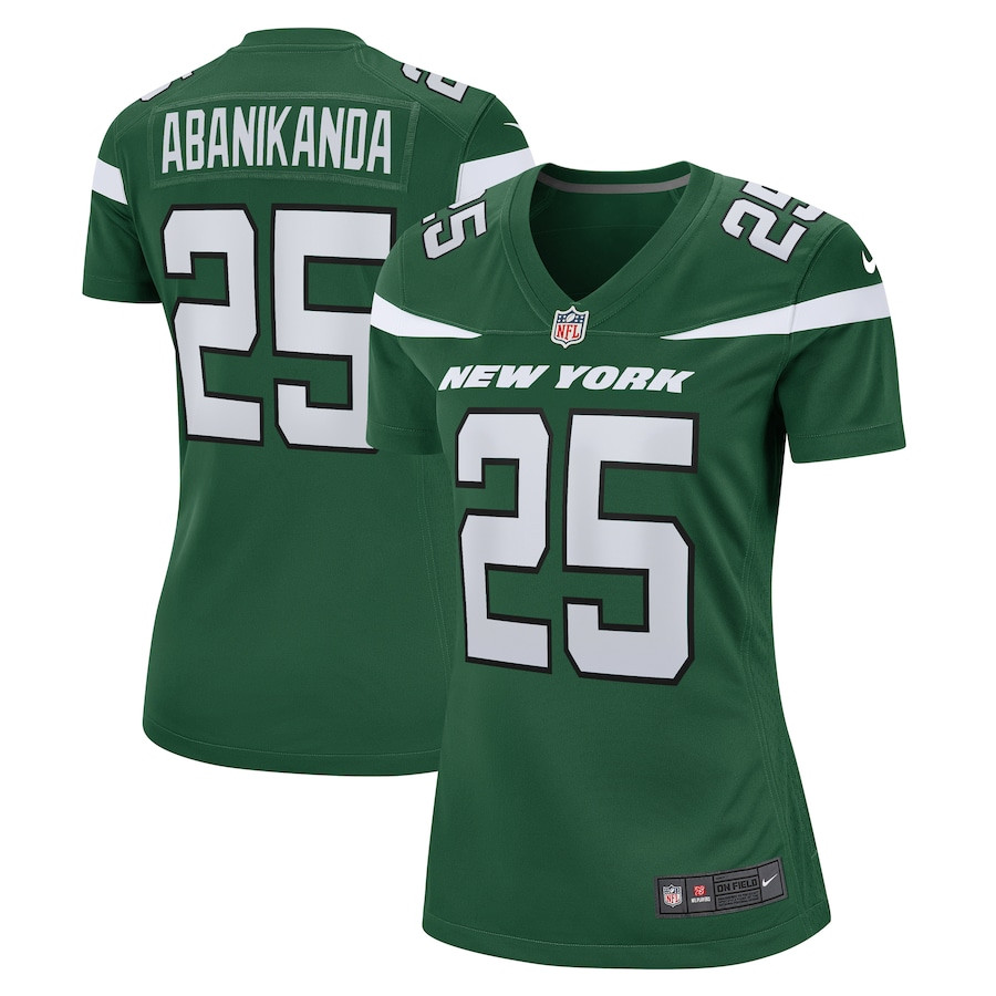 Israel Abanikanda 25 New York Jets Game Gotham Green NFL Jersey Women's