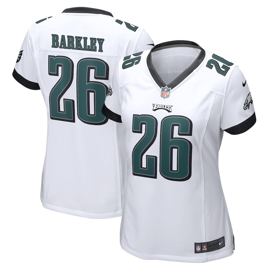 Saquon Barkley 26 Philadelphia Eagles Game White NFL Jersey Women's