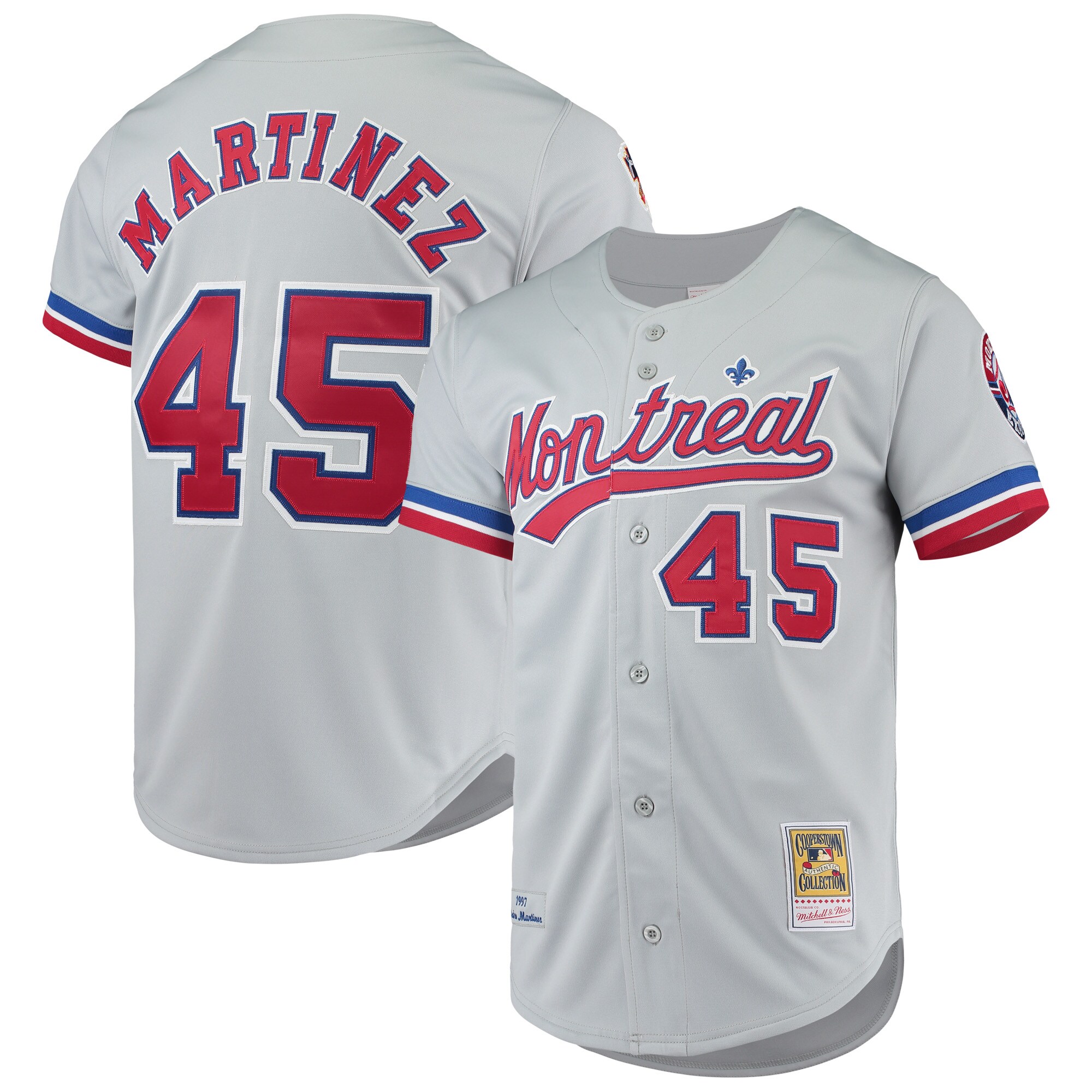 Montreal Expos Pedro Martinez Mitchell Ness Gray Cooperstown Collection MLB Jersey Men's