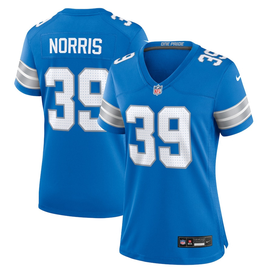 Morice Norris 39 Detroit Lions Game Blue NFL Jersey Women's