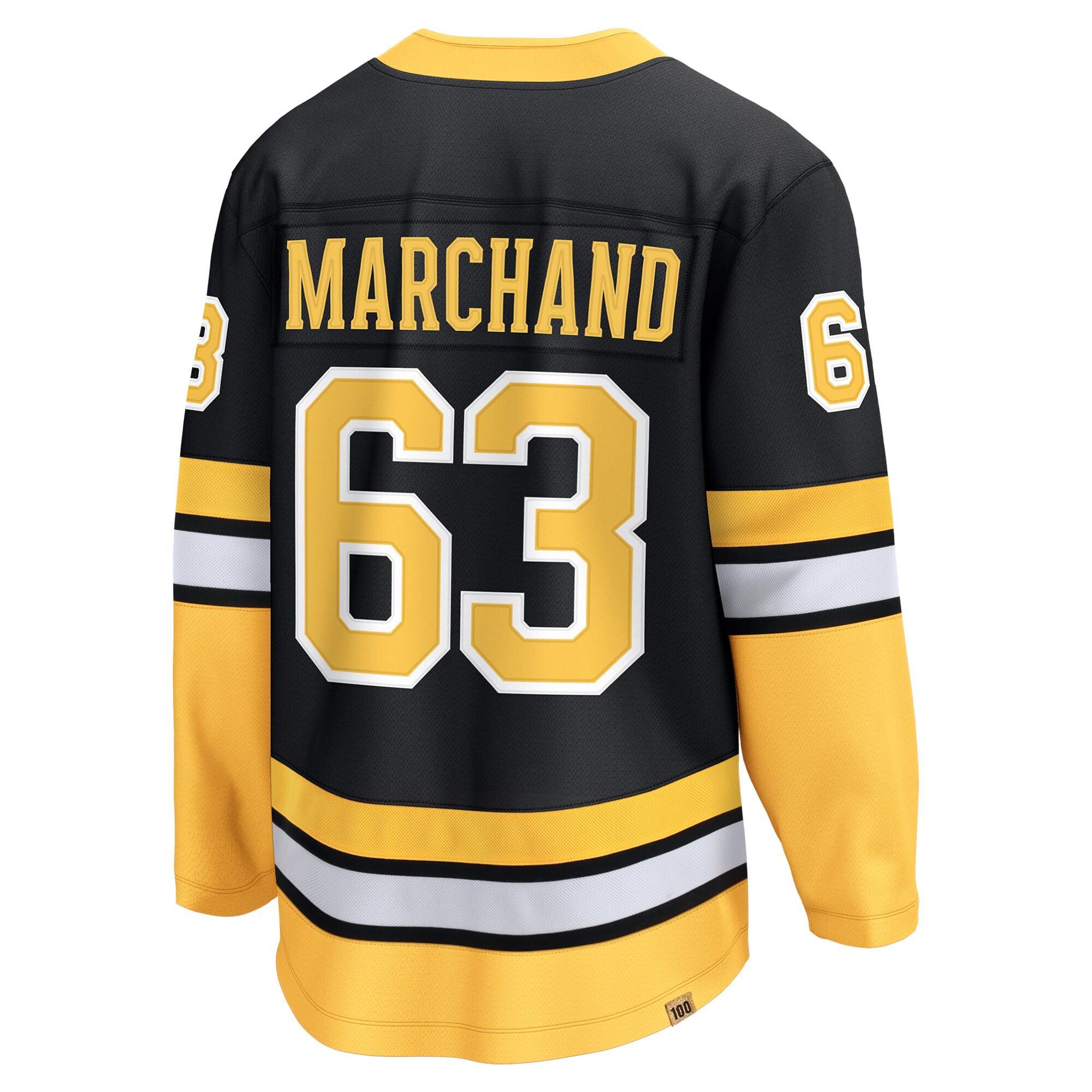 Boston Bruins Brad Marchand Black 100th Anniversary Premier Breakaway Player NHL Jersey Men's