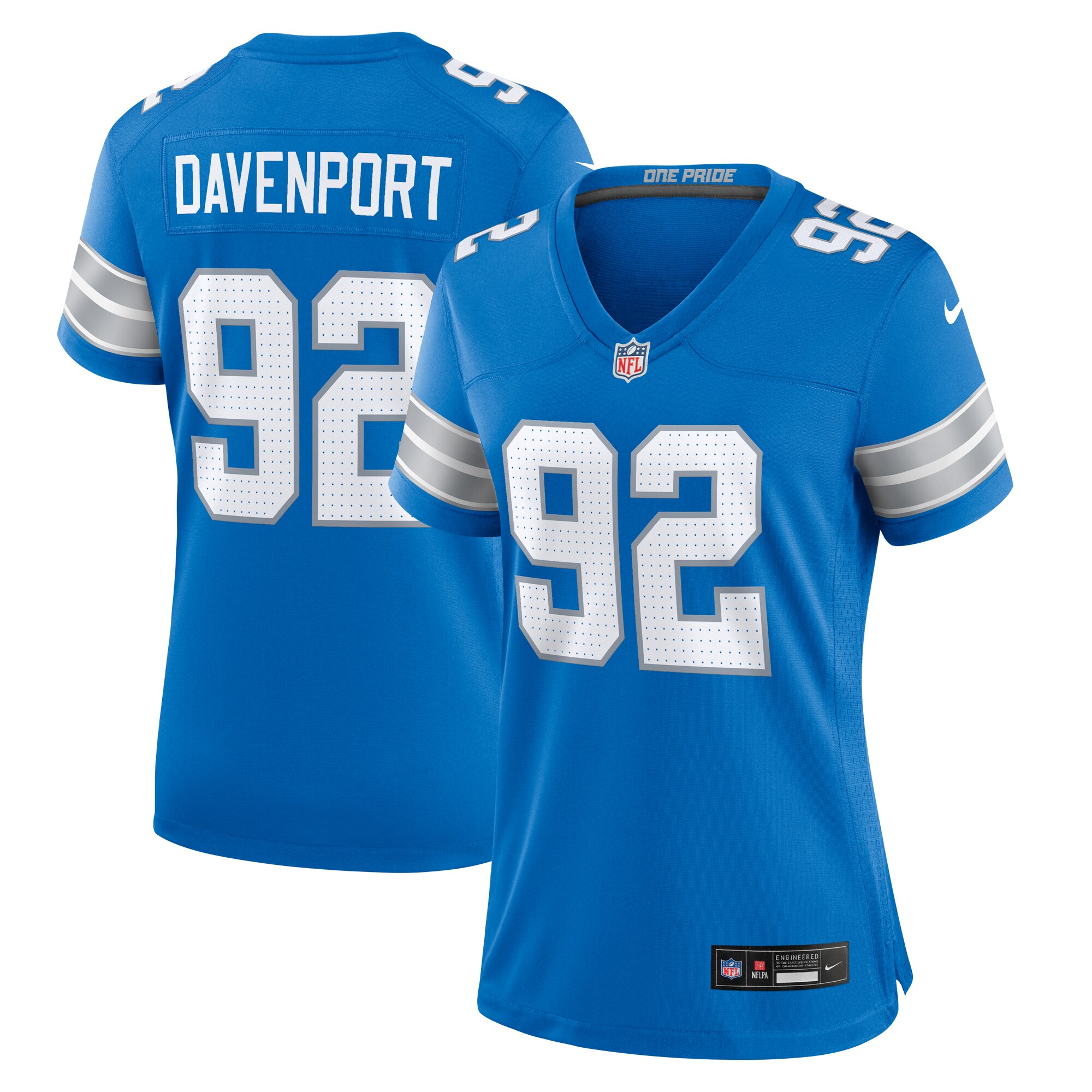 Detroit Lions Marcus Davenport Blue Team Game NFL Jersey Women's