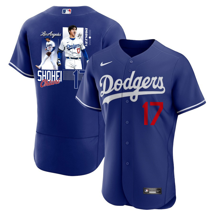 Shohei Ohtani 17 Los Angeles Dodgers Signed Welcome To The Sho 2023 Alternate ELITE Royal MLB Jersey Men's