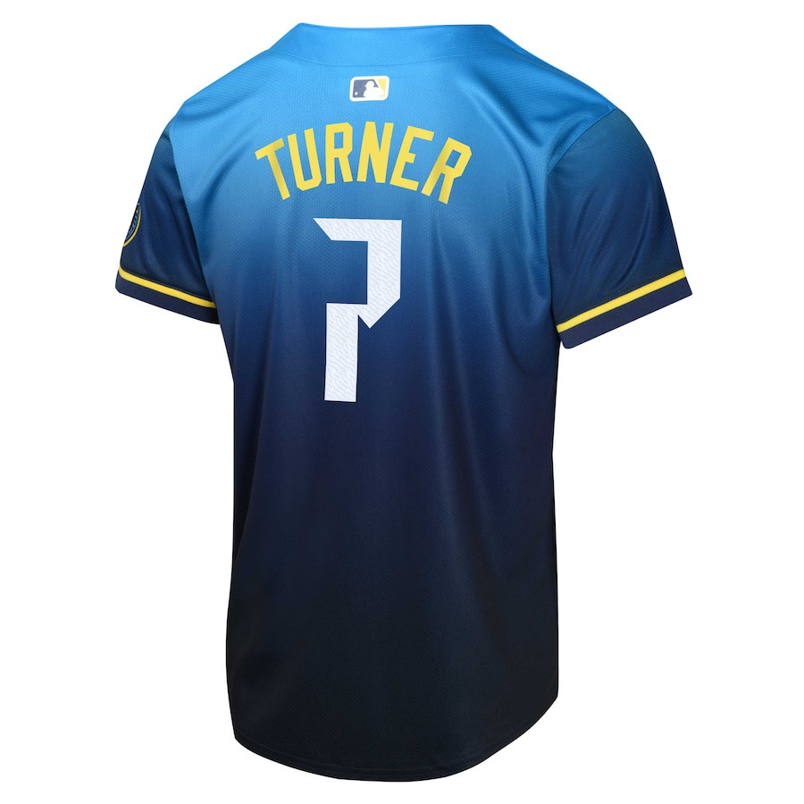 Trea Turner 7 Philadelphia Phillies 2024 City Connect Limited Blue MLB Jersey Youth
