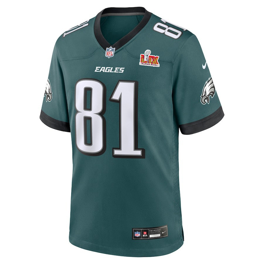 Grant Calcaterra #81 Philadelphia Eagles Super Bowl LIX Midnight Green NFL Jersey Youth