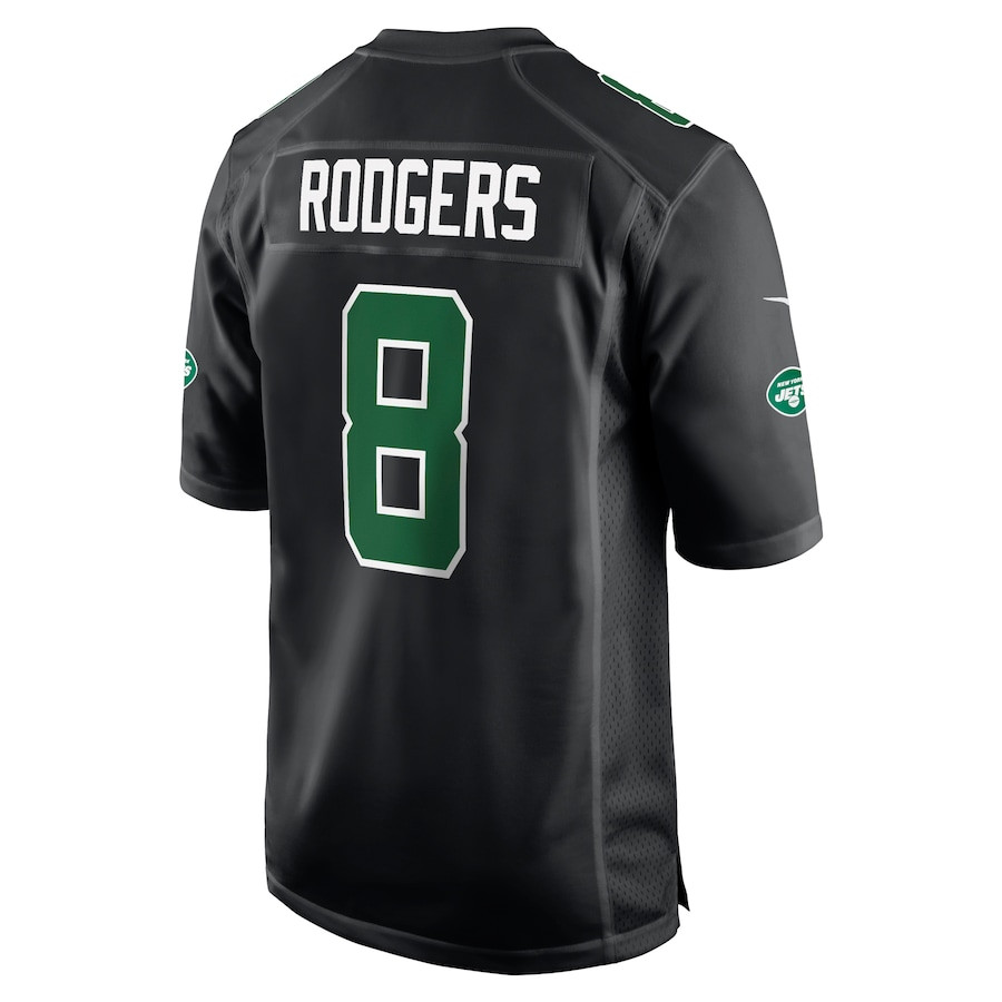 Aaron Rodgers 8 New York Jets Fashion Game Black NFL Jersey Men's