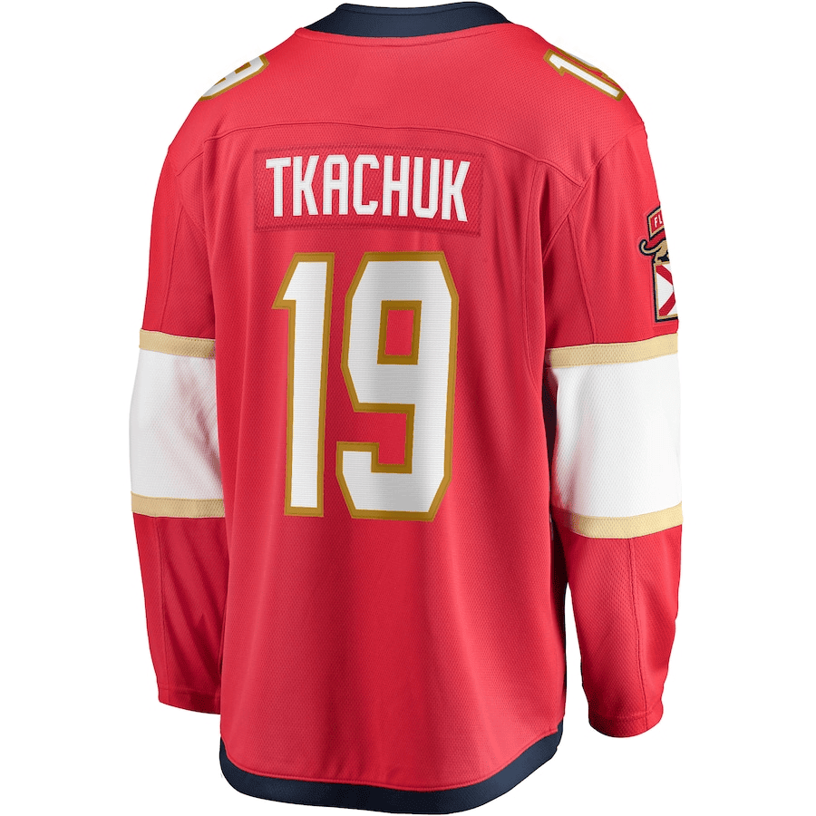 Matthew Tkachuk 19 Florida Panthers 2024 Stanley Cup Final Home Breakaway Player Red NHL Jersey Men's