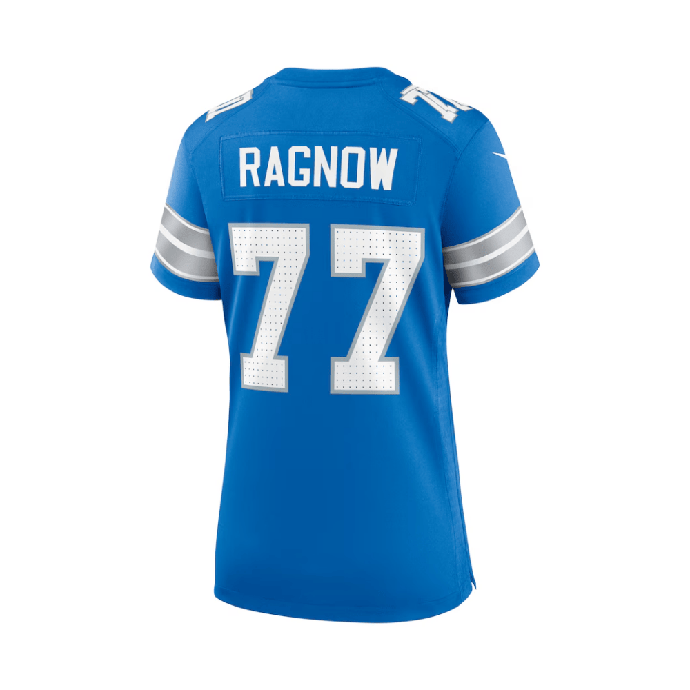 Frank Ragnow 77 Detroit Lions 2025 Pro Bowl Patch Game Blue NFL Jersey Women's