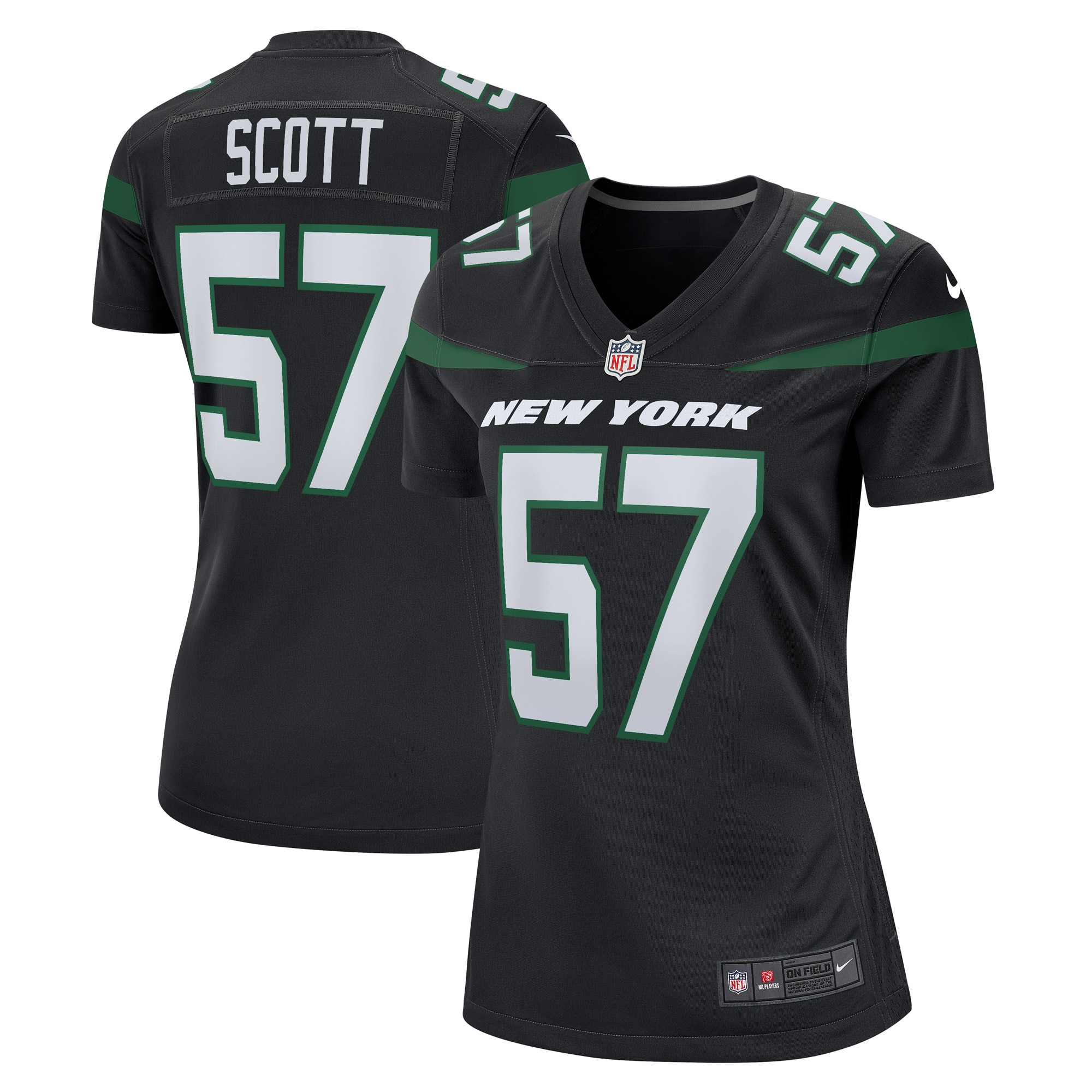 New York Jets Bart Scott Black Retired Player NFL Jersey Women's