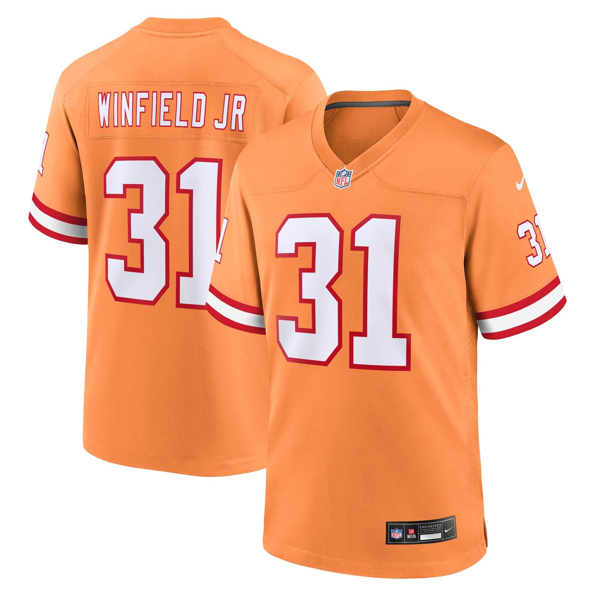 Tampa Bay Buccaneers Antoine Winfield Jr. Orange Throwback Game NFL Jersey Men's