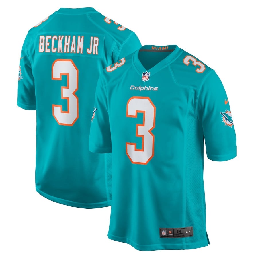 Odell Beckham Jr. 3 Miami Dolphins Game Aqua NFL Jersey Men's