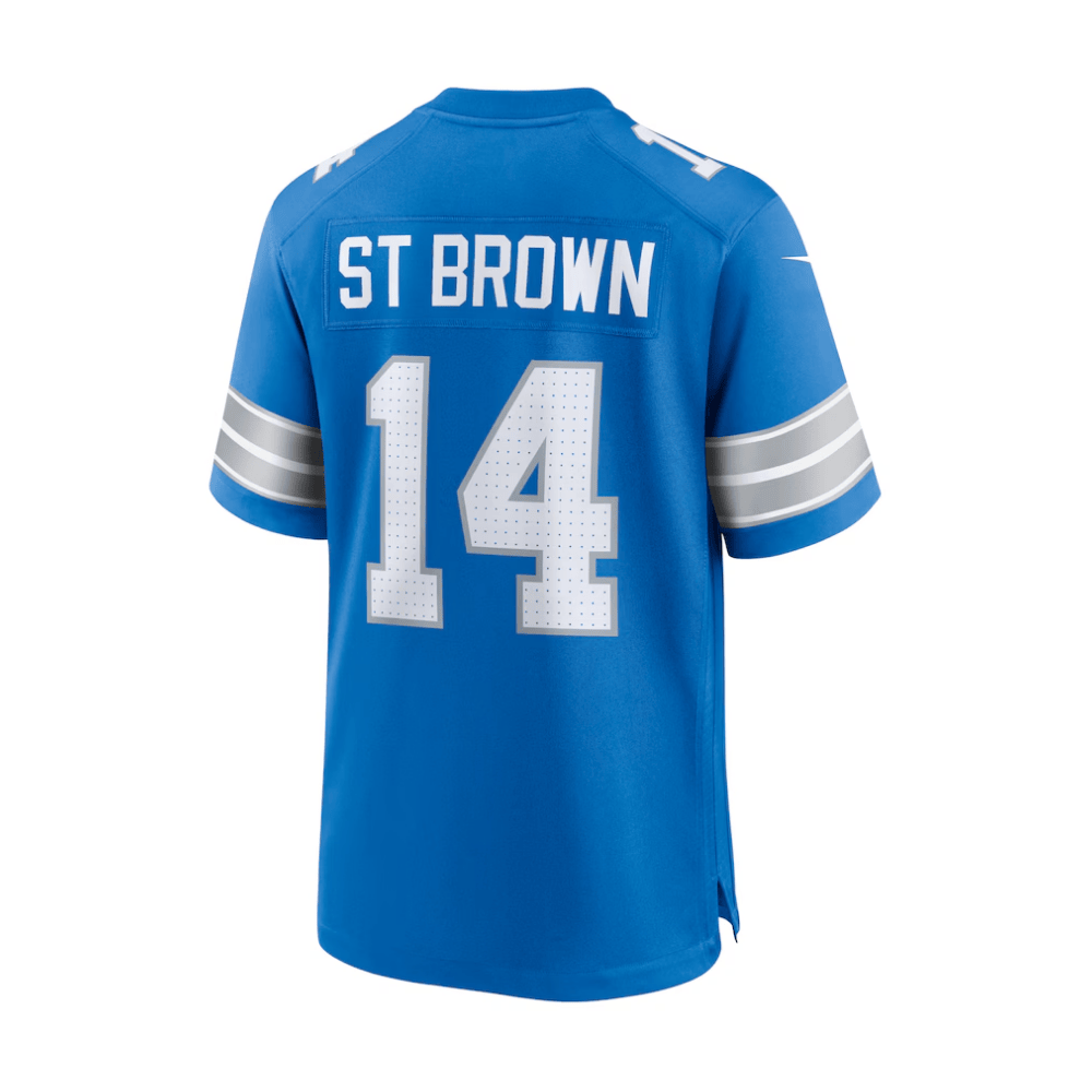 Amon-Ra St. Brown 14 Detroit Lions 2025 Pro Bowl Patch Game Blue NFL Jersey Men's