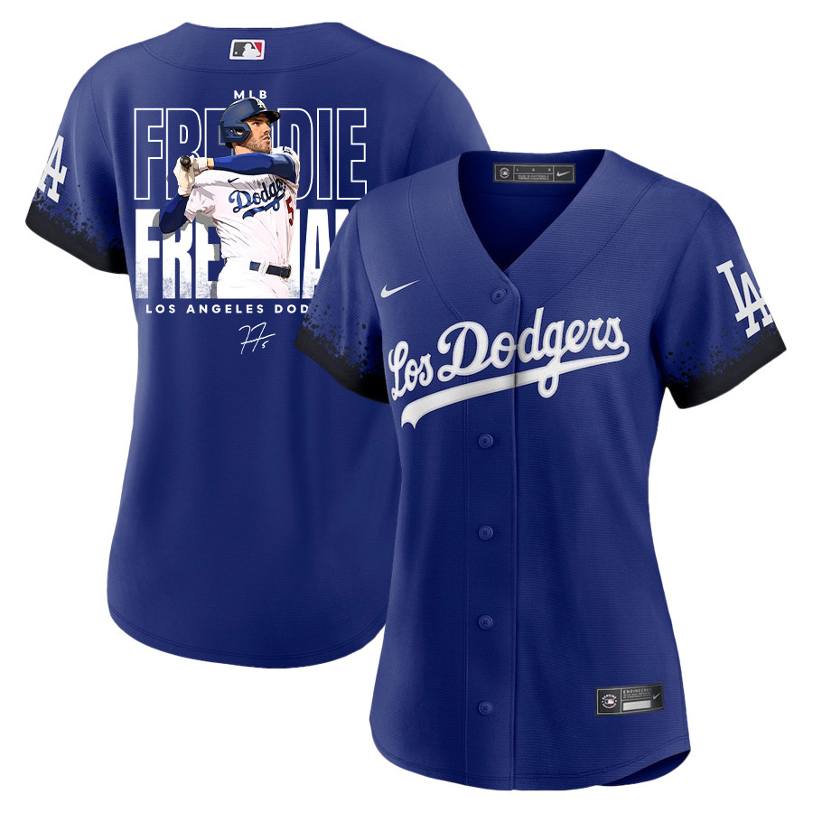 Freddie Freeman 5 Los Angeles Dodgers Signed Home Run 2023 City Connect Player Royal MLB Jersey Women's