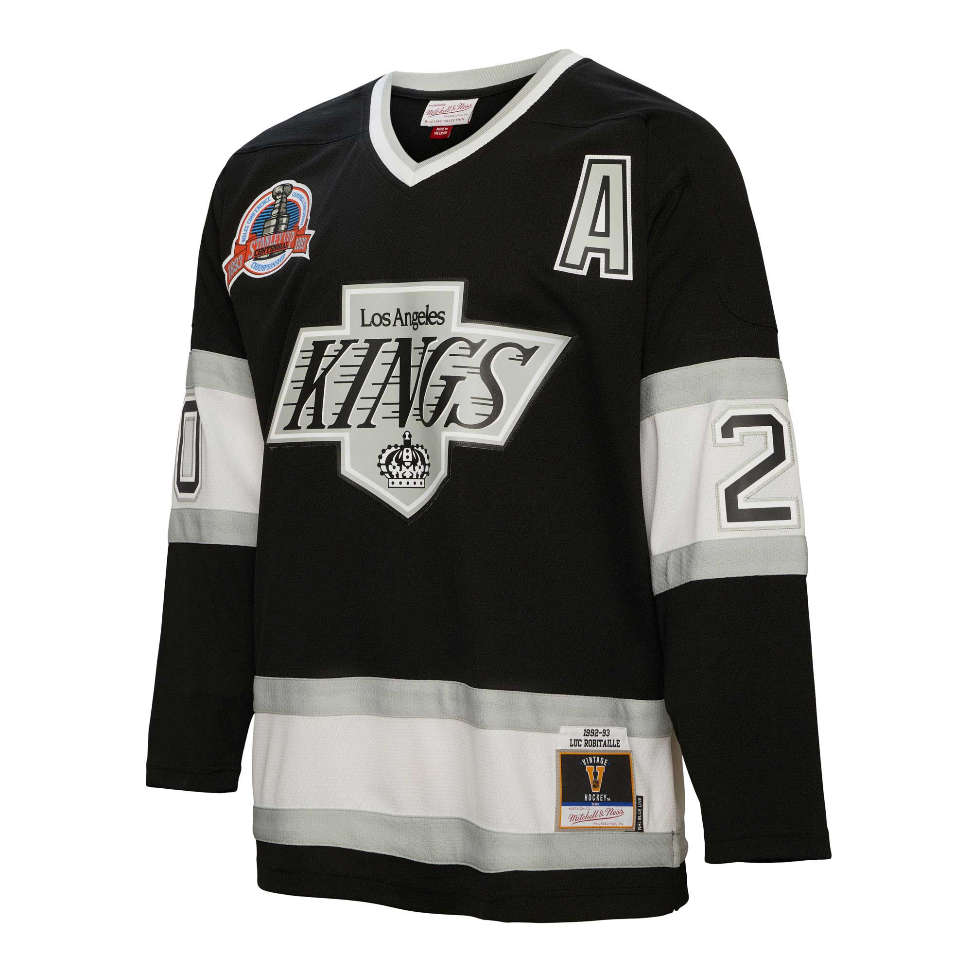 Los Angeles Kings Luc Robitaille Mitchell Ness Black Alternate Captain Patch 1992/93 Blue Line Player NHL Jersey Men's