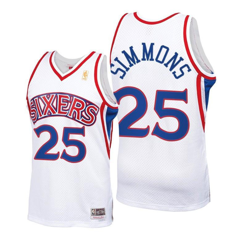 Ben Simmons Philadelphia 76ers White Throwback 90s HWC Swingman NBA Jersey Men's