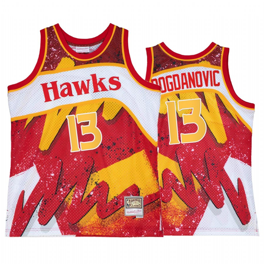 Bogdan Bogdanovic 13 Atlanta Hawks Hyper Hoop Red Throwback 80s NBA Jersey Men's