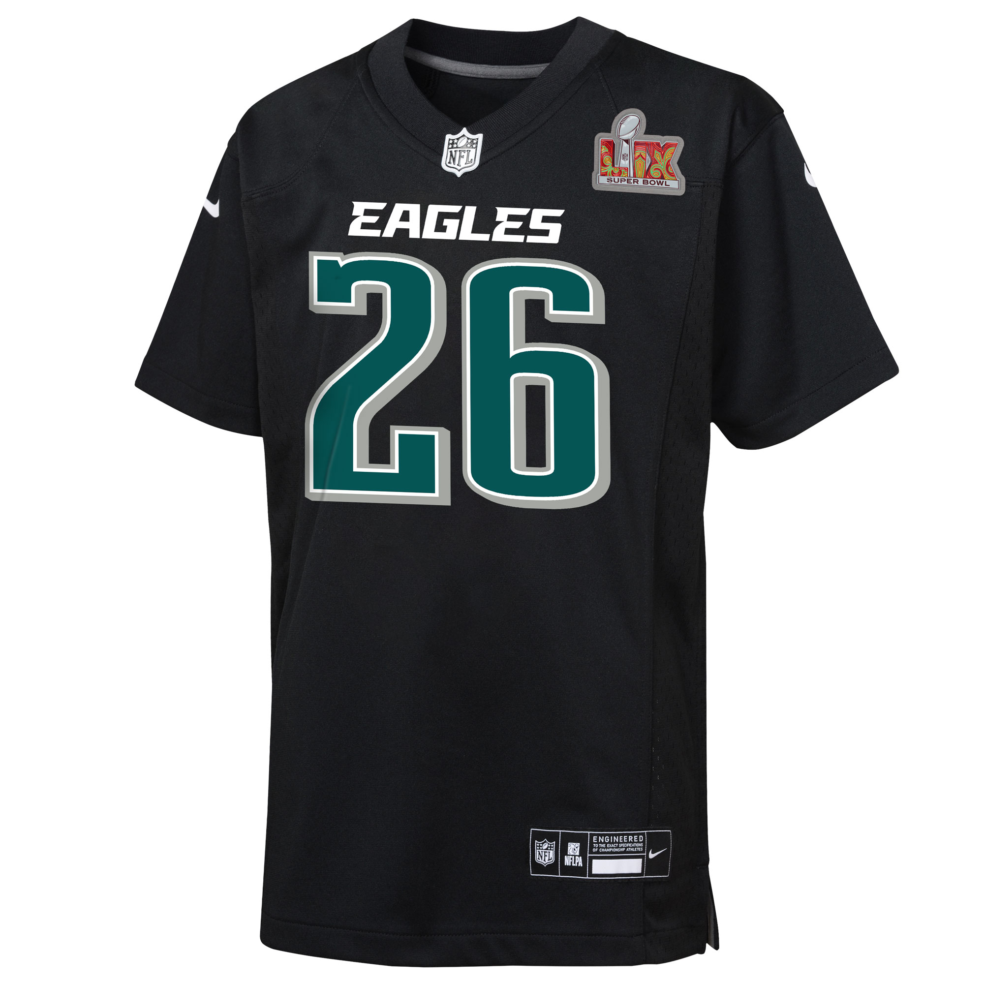 Philadelphia Eagles Saquon Barkley Carbon Black Super Bowl LIX Patch Fashion Game Player NFL Jersey Youth