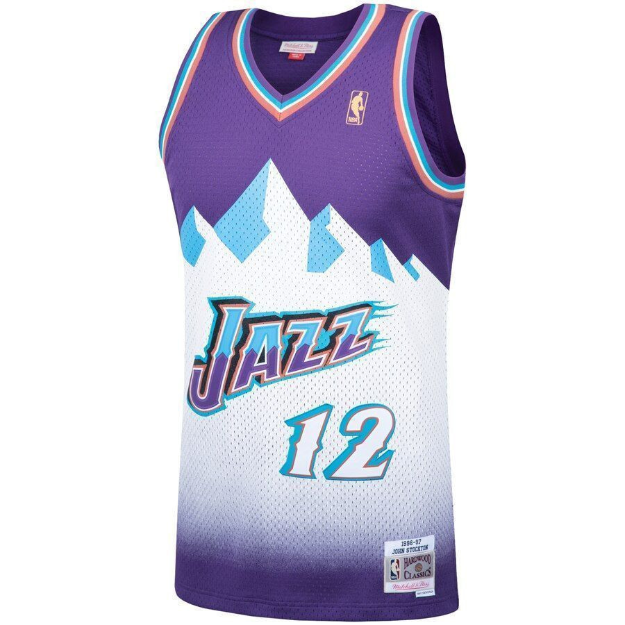 John Stockton Utah Jazz Mitchell Ness 1996-97 Hardwood Classics Swingman Player Purple NBA Jersey Men's