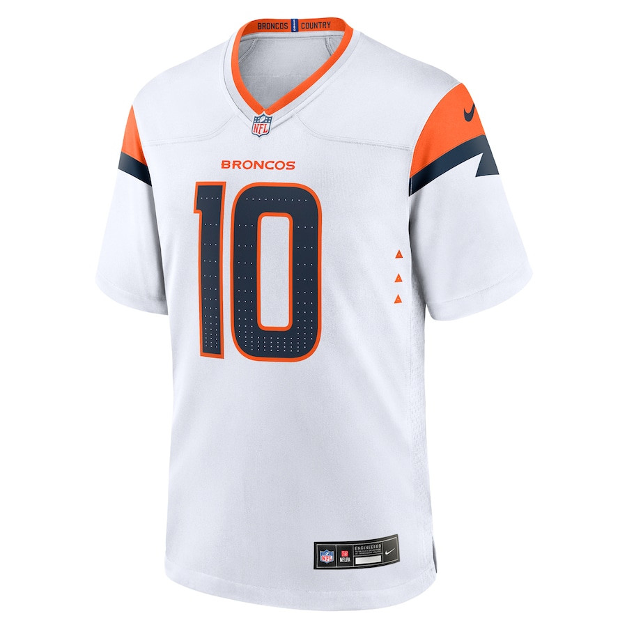 Bo Nix 10 Denver Broncos Game White NFL Jersey Men's