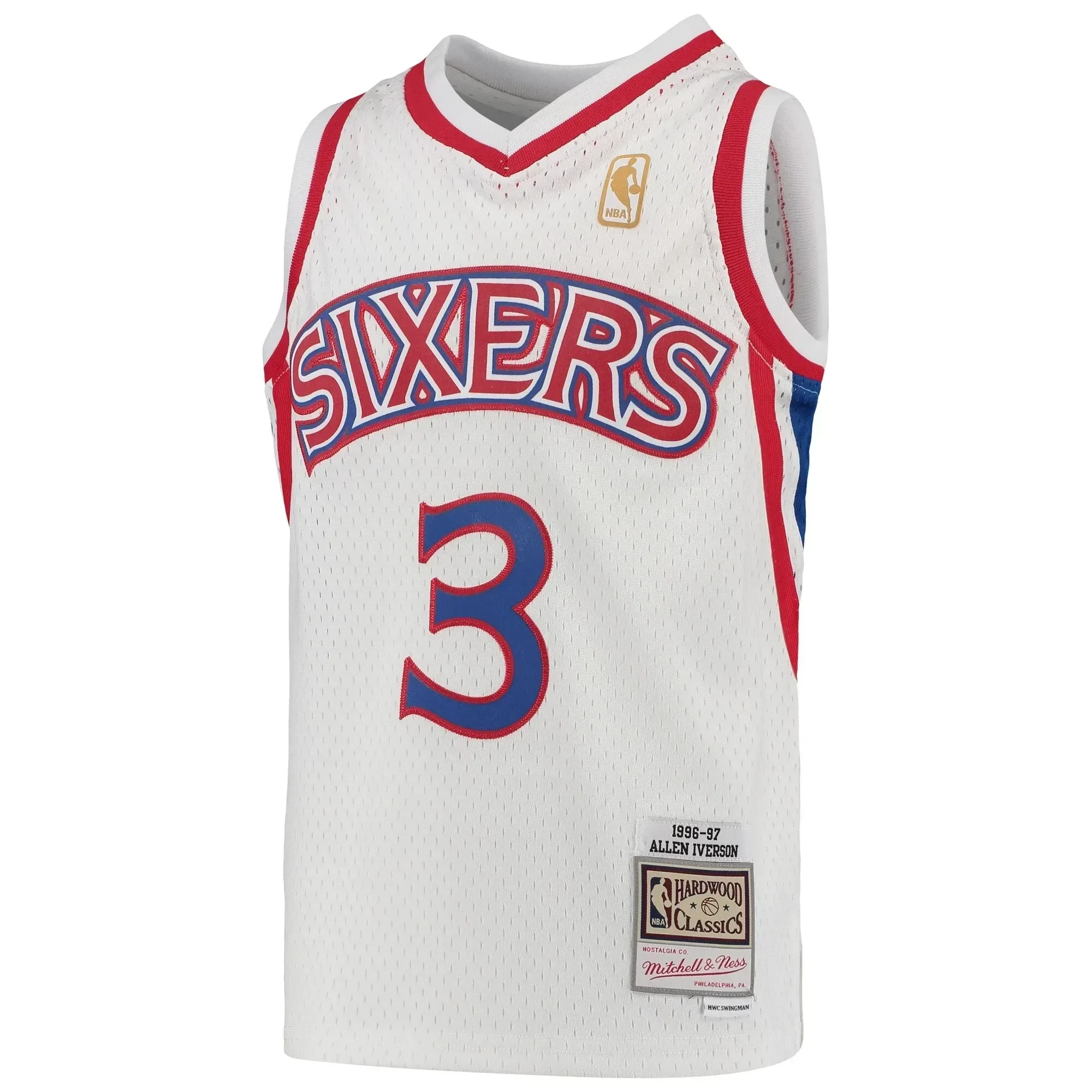 Allen Iverson Philadelphia 76ers Mitchell&Nes 1996-97 Hardwood Classics Swingman Throwback White NBA Jersey Youth