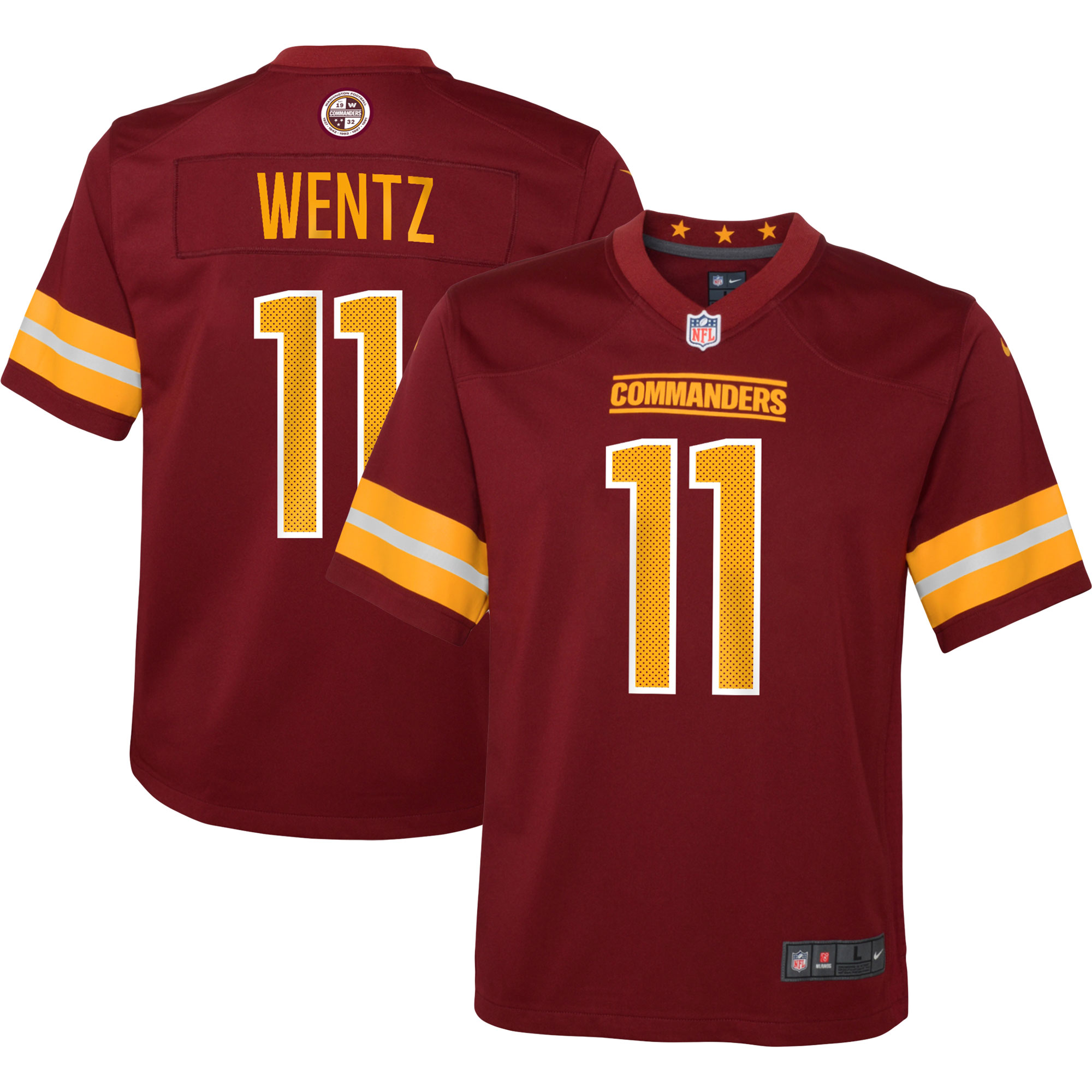 Washington Commanders Carson Wentz Burgundy Game NFL Jersey Youth