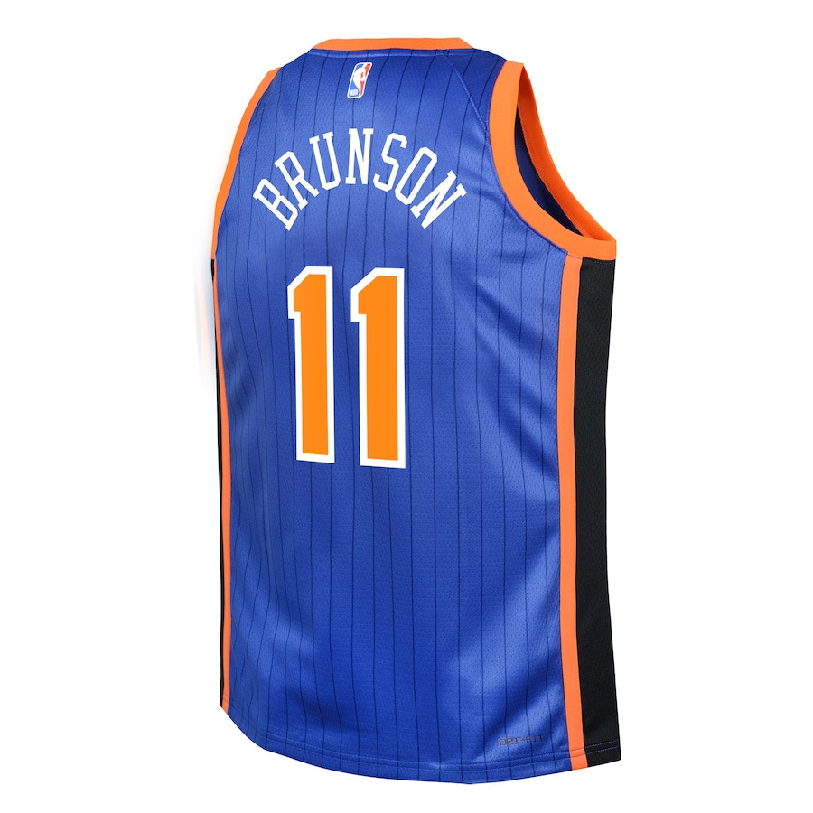 Jalen Brunson 11 New York Knicks 2023/24 City Edition Swingma Blue NBA Jersey Youth