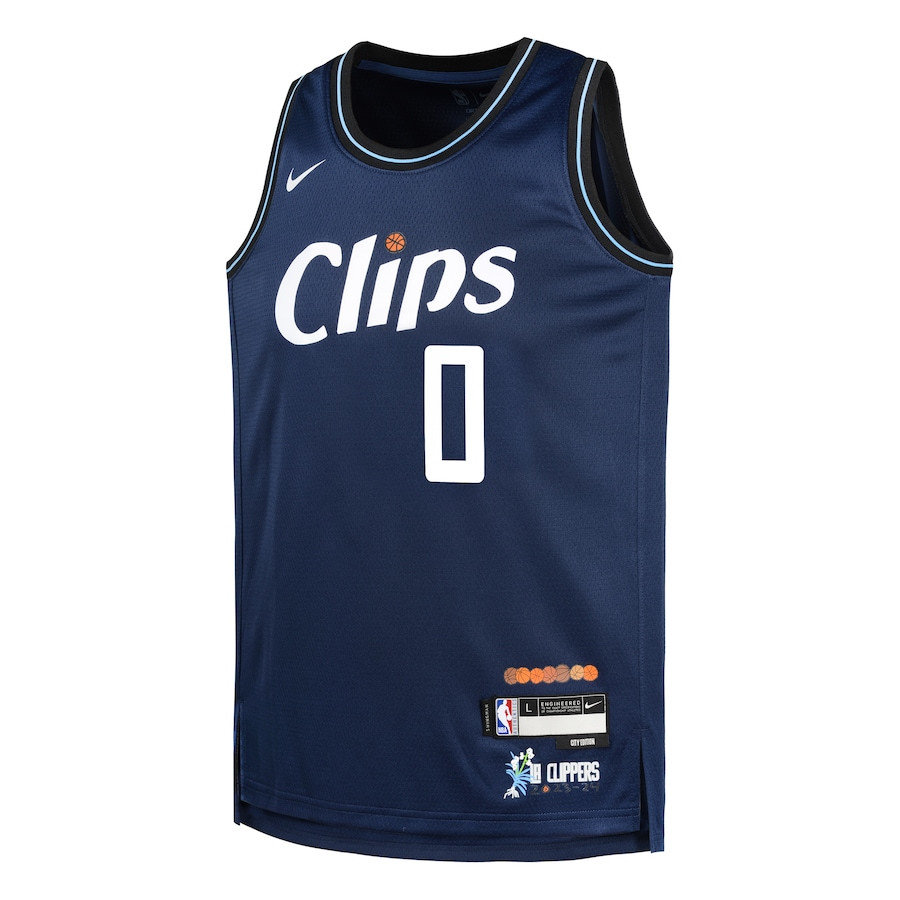 Russell Westbrook 0 Los Angeles Clippers 2023/24 City Edition Swingma Navy NBA Jersey Youth