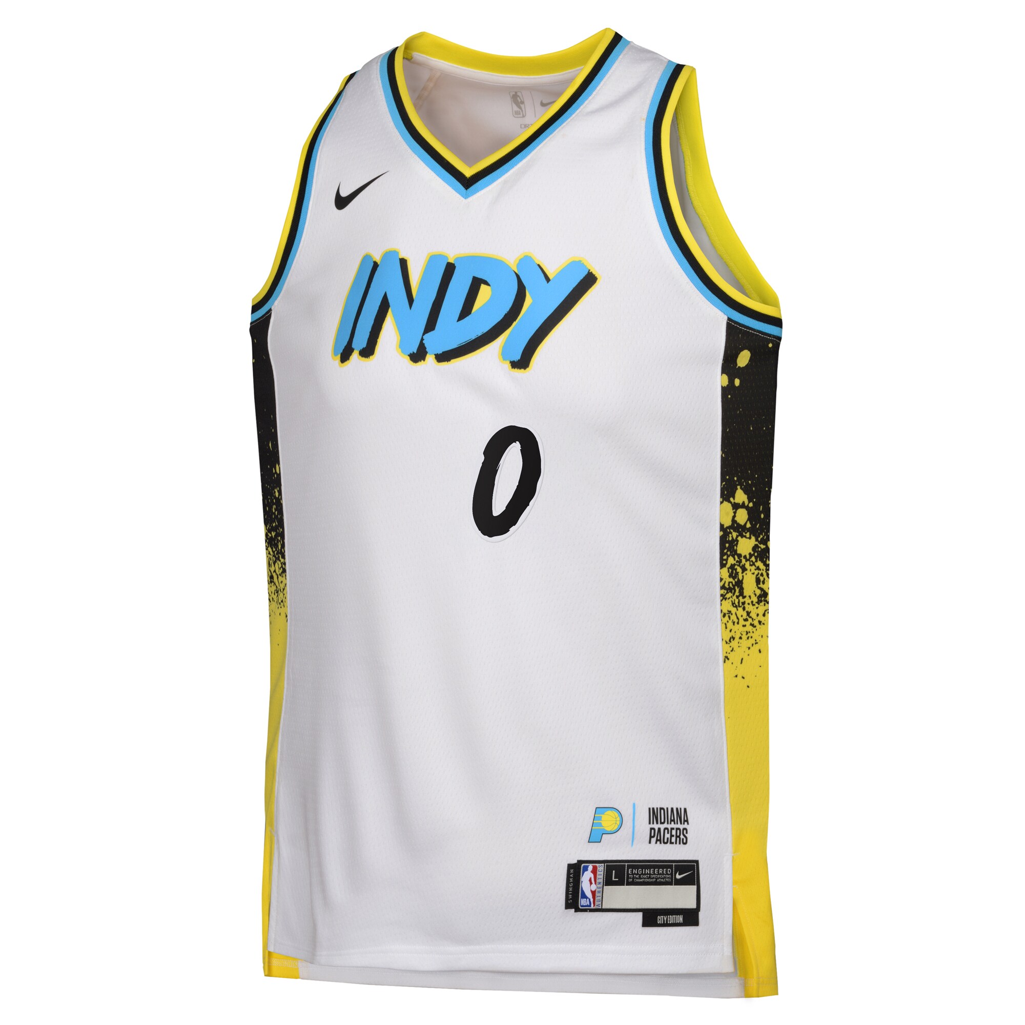 Camiseta City Edition Swingman de los Indiana Pacers 2024 Blanco Tyrese Haliburton Juvenil NBA Jersey Men's
