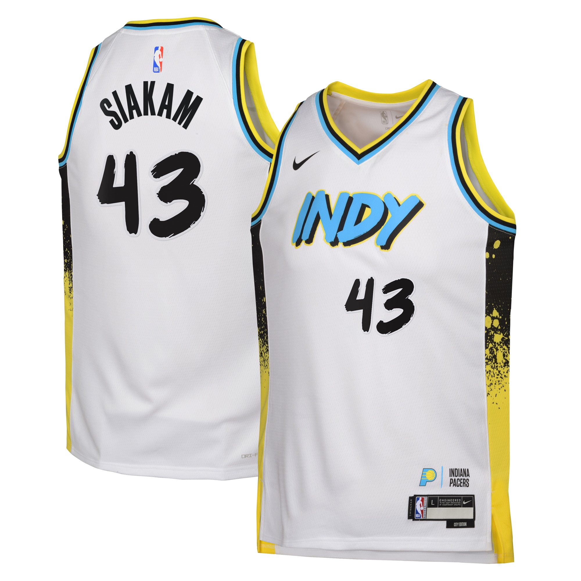 Camiseta City Edition Swingman de los Indiana Pacers 2024 Blanco Pascal Siakam Juvenil NBA Jersey Men's