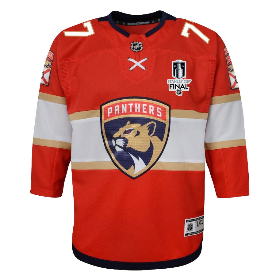 Niko Mikkola 77 Florida Panthers 2024 STANLEY CUP Final Home Breakaway Red NHL Jersey Youth