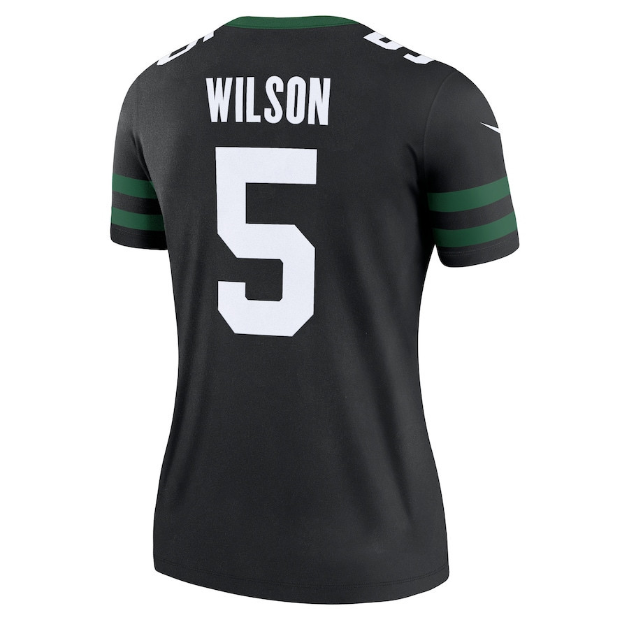 Garrett Wilson 5 New York Jets Alternate Legend, Legacy Black NFL Jersey Women's