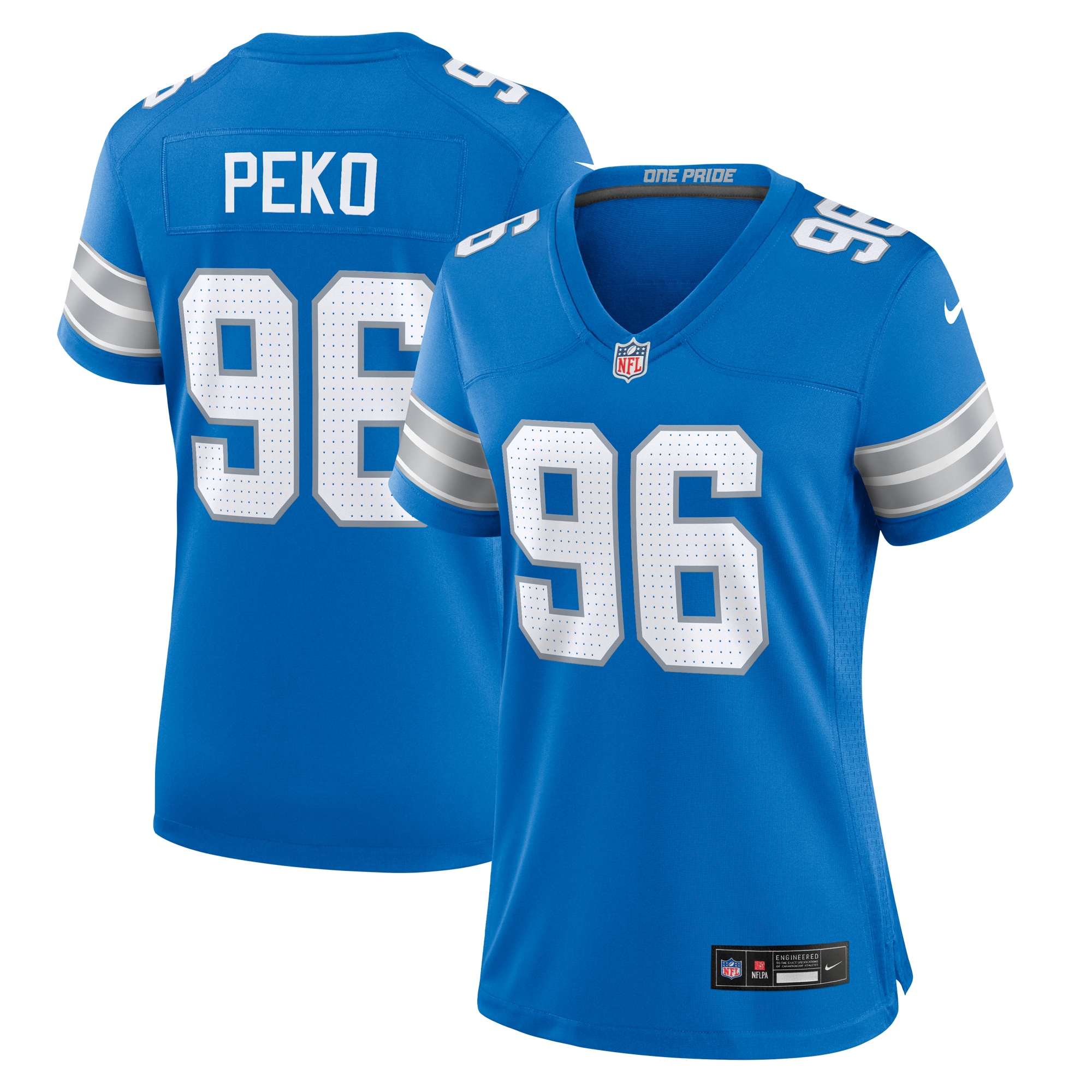 Detroit Lions Kyle Peko Blue Game NFL Jersey Women's