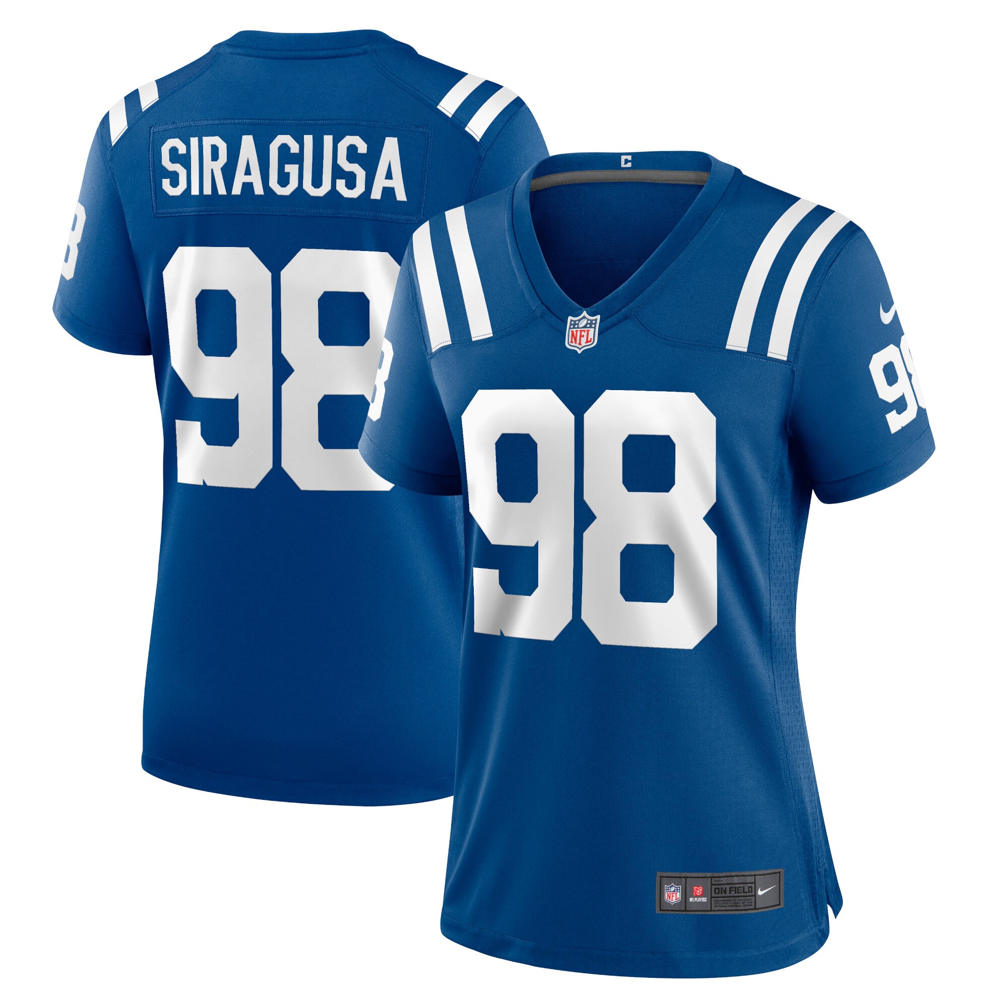 Indianapolis Colts Tony Siragusa Royal Game Retired Player NFL Jersey Women's