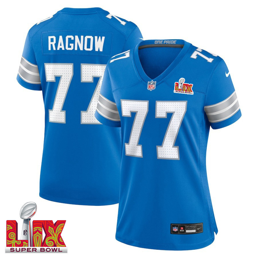 Frank Ragnow #77 Detroit Lions Super Bowl LIX Blue NFL Jersey Women's