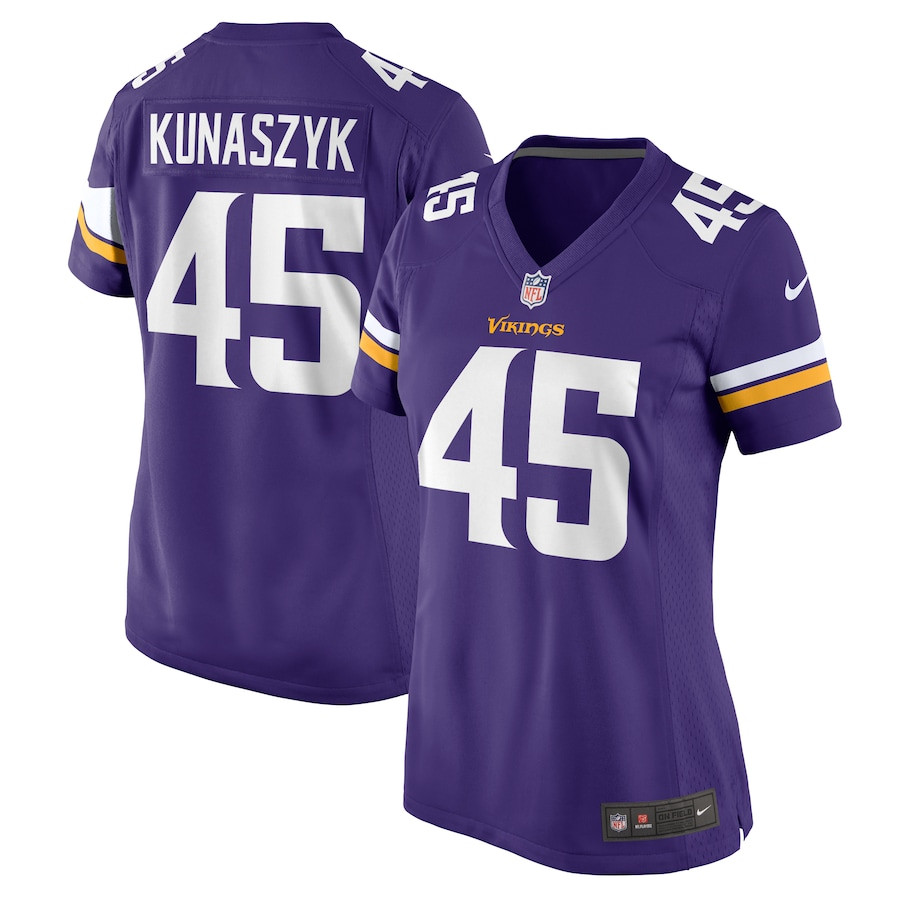 Jordan Kunaszyk 45 Minnesota Vikings Game Purple NFL Jersey Women's