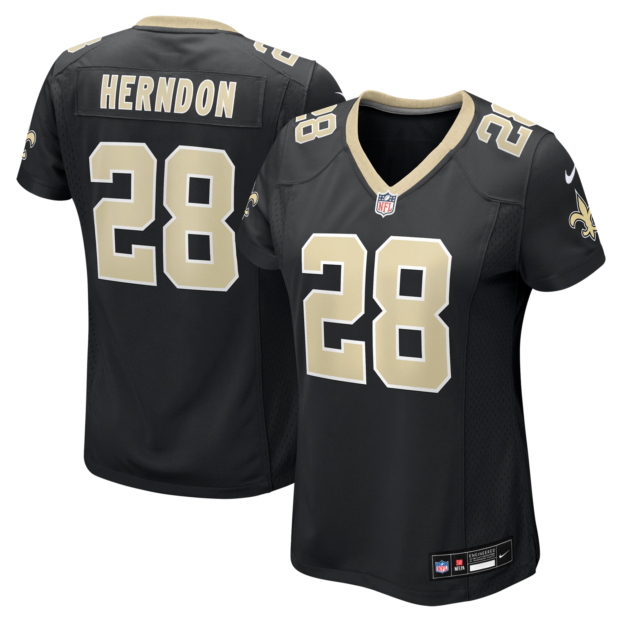 New Orleans Saints Tre Herndon Black Game NFL Jersey Women's