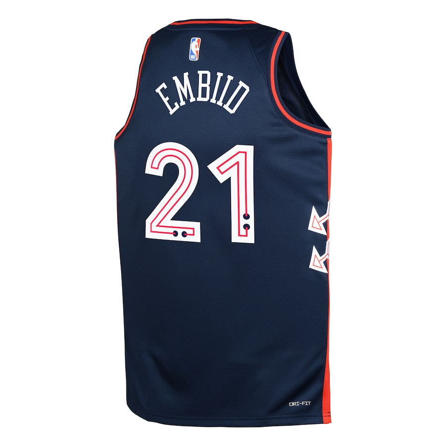 Joel Embiid 21 Philadelphia 76ers 2023/24 City Edition Swingma Navy NBA Jersey Youth