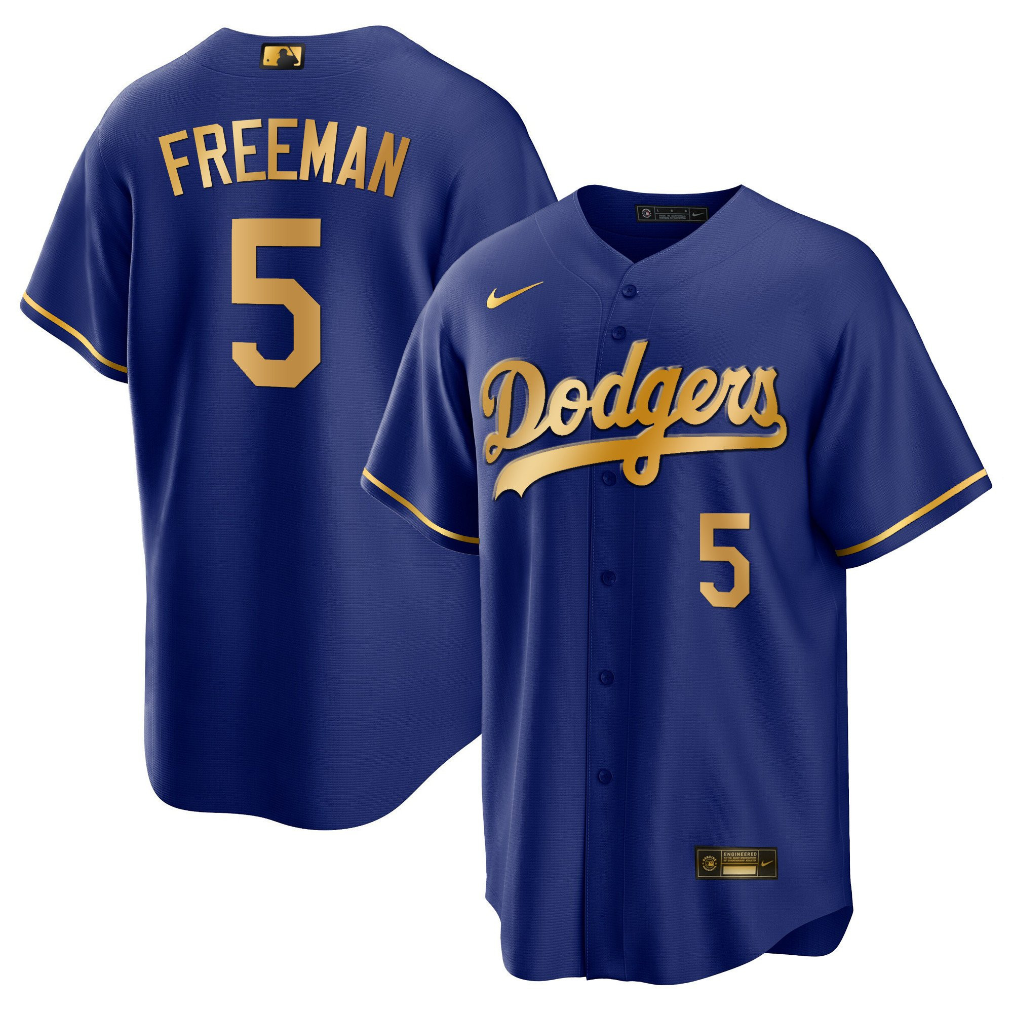 Freddie Freeman 5 Los Angeles Dodgers Cool Royal Gold MLB Jersey Men's