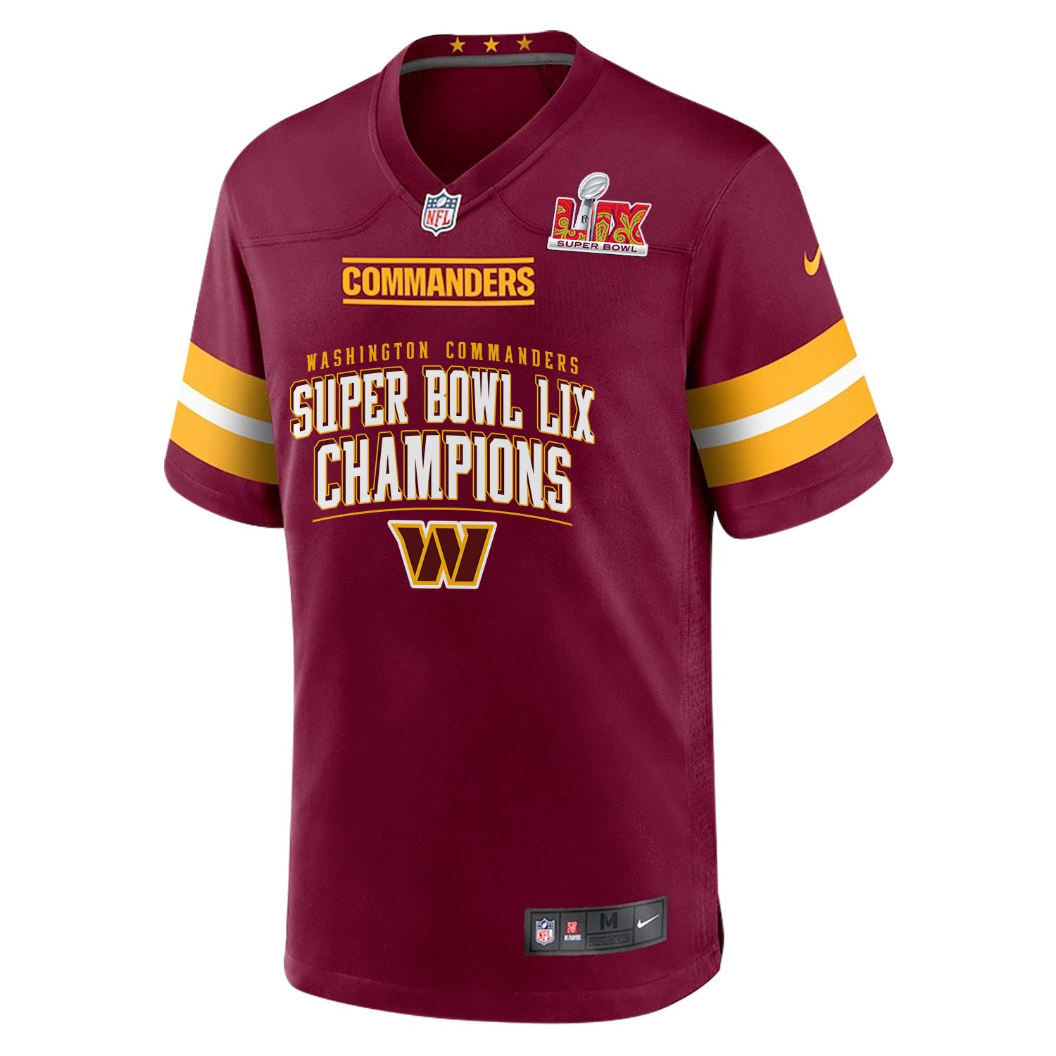 Washington Commanders Super Bowl LIX Champions V2 Game Custom Burgundy NFL Jersey Men's